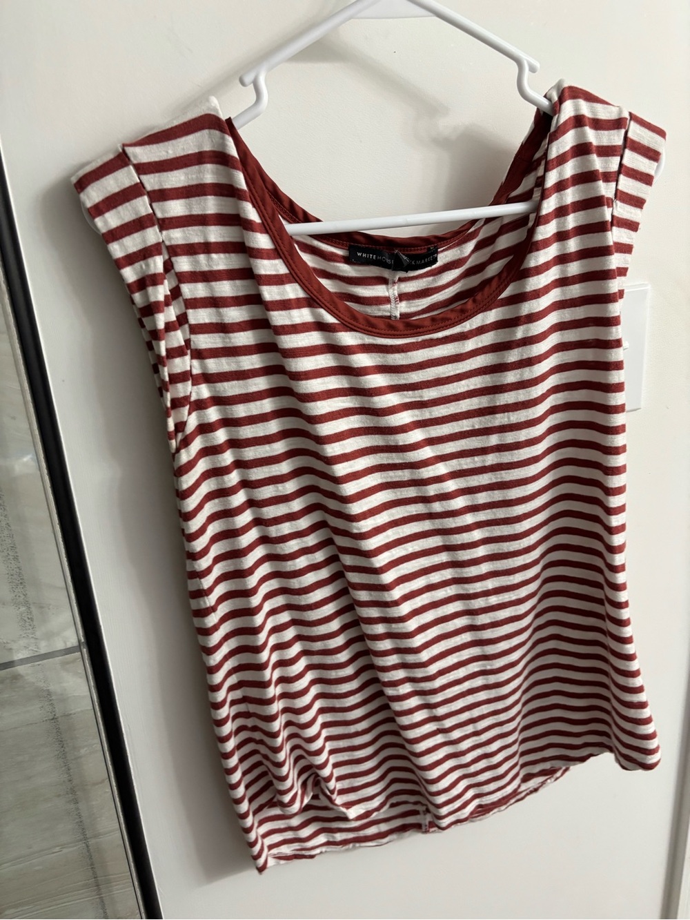 White House Black Market Red and White Striped Sleeveless Tank